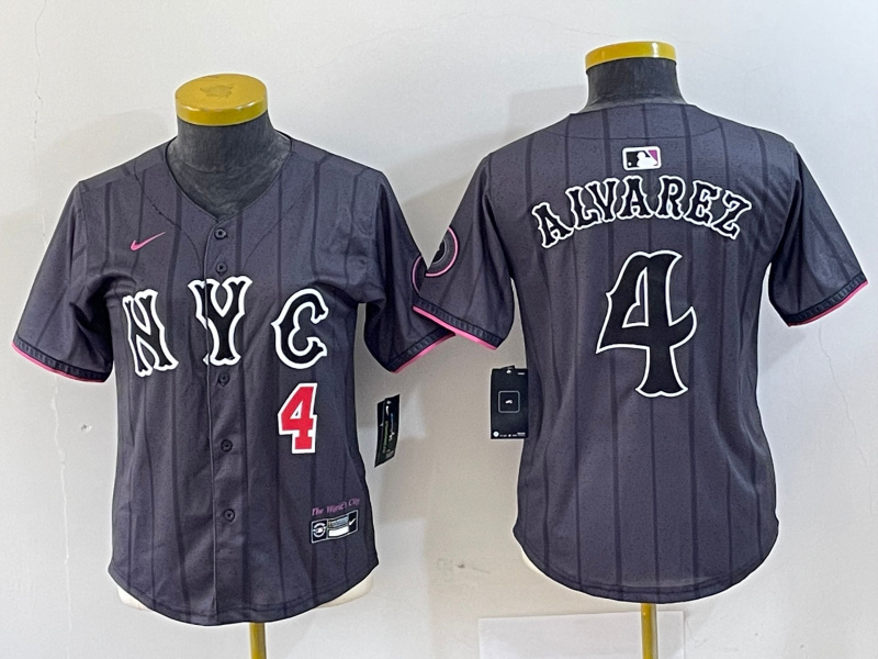 Women's New York Mets #4 Francisco Alvarez Graphite 2024 City Connect Limited Stitched Baseball Jersey 3