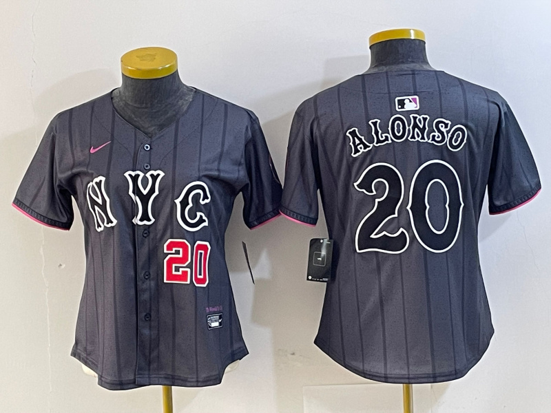 Women's New York Mets #20 Pete Alonso Graphite 2024 City Connect Limited Stitched Baseball Jersey 1