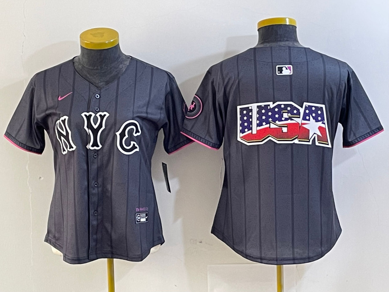 Women's New York Mets Team Big Logo Graphite 2024 City Connect Limited Stitched Baseball Jersey 15