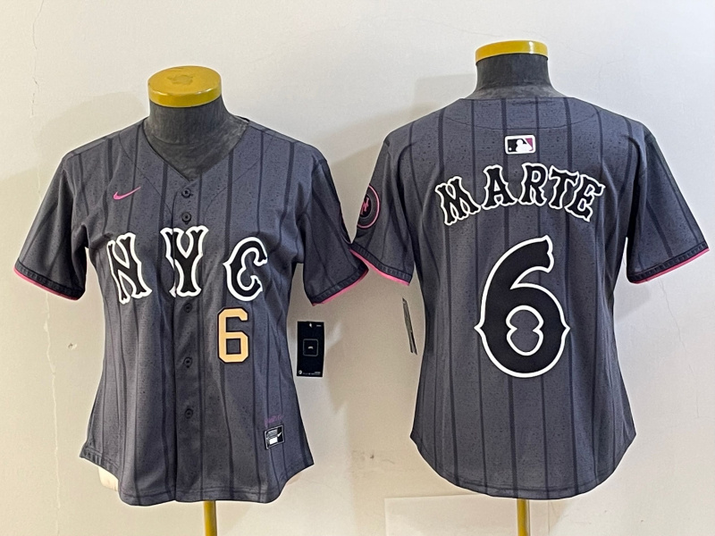 Women's New York Mets Graphite 2024 City Connect Limited Stitched Baseball Jersey