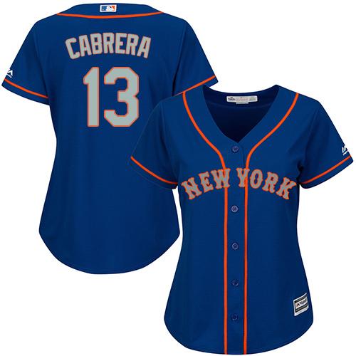 Mets #13 Asdrubal Cabrera Blue(Grey NO.) Alternate Women's Stitched MLB Jersey