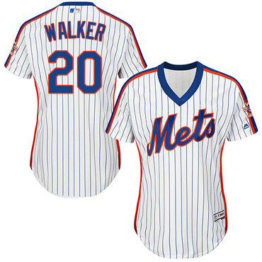 Mets #20 Neil Walker White(Blue Strip) Alternate Women's Stitched MLB Jersey