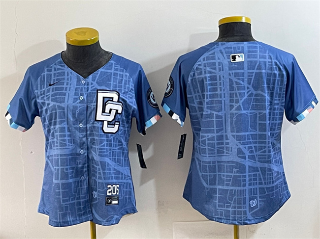 Women's Washington Nationals Blank Blue 2025 City Connect Limited Stitched Baseball Jersey(Run Small)