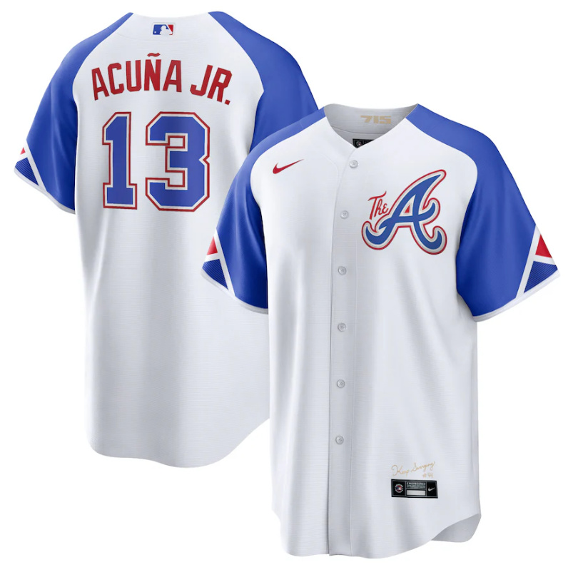 Youth Atlanta Braves #13 Ronald Acu?a Jr. White 2023 City Connect Stitched Baseball Jersey
