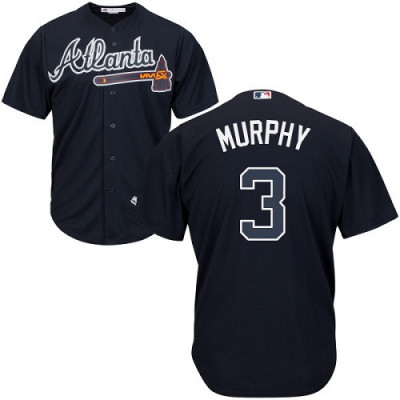Youth Braves #3 Dale Murphy Authentic Blue Road Cool Base Jersey