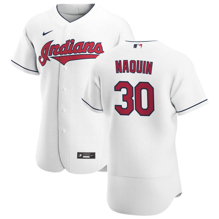 Cleveland Indians #30 Tyler Naquin Men's Nike White Home 2020 Authentic Team MLB Jersey
