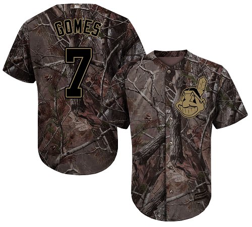 Indians #7 Yan Gomes Camo Realtree Collection Cool Base Stitched Baseball Jersey