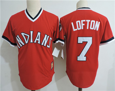 Indians #7 Kenny Lofton Red Cooperstown Collection Throwback Stitched MLB Jersey
