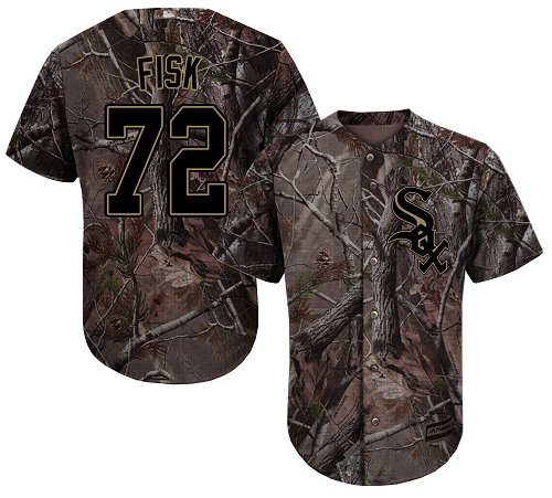 White Sox #72 Carlton Fisk Camo Realtree Collection Cool Base Stitched Youth Baseball Jersey