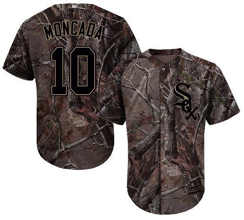 White Sox #10 Yoan Moncada Camo Realtree Collection Cool Base Stitched Youth Baseball Jersey