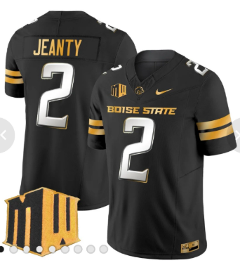Men's Boise State Broncos #2 Ashton Jeanty Black Gold Vapor Limited Stitched Football Jersey