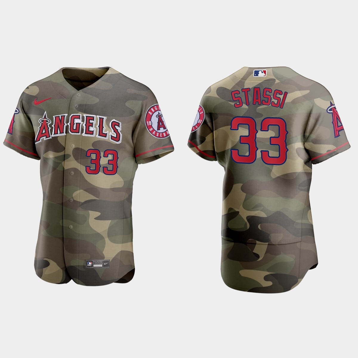Los Angeles Angels #33 Max Stassi Men's Nike 2021 Armed Forces Day Authentic MLB Jersey -Camo