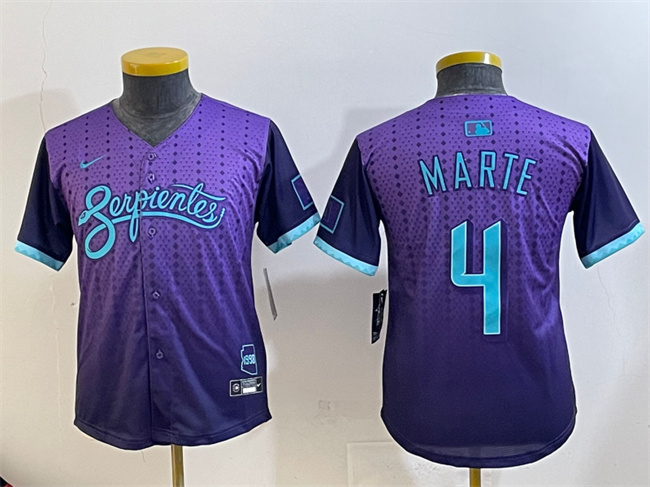 Youth Arizona Diamondbacks #4 Ketel Marte Purple 2025 City Connect Limited Stitched