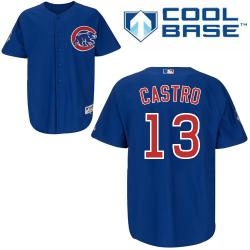 mlb chicago cubs 13# castro blue cool base kid jerseys