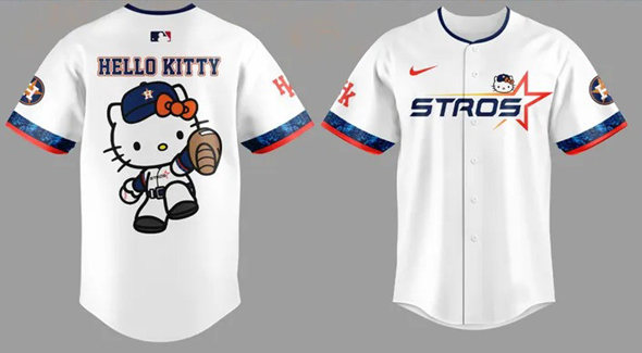 Women's Houston Astros White 2025 Hello Kitty Limited Baseball Jersey(Run Small)