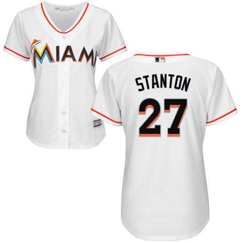 Marlins #27 Giancarlo Stanton White Home Women's Stitched MLB Jersey