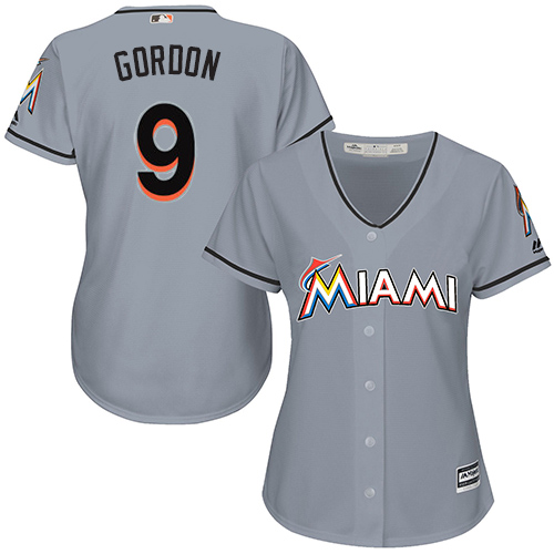 Marlins #9 Dee Gordon Grey Road Women's Stitched MLB Jersey