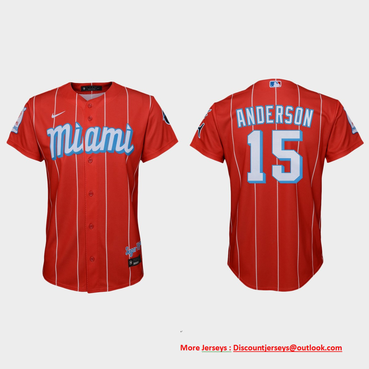 Miami Marlins #15 Brian Anderson Youth Nike 2021 City Connect Authentic MLB Jersey Red