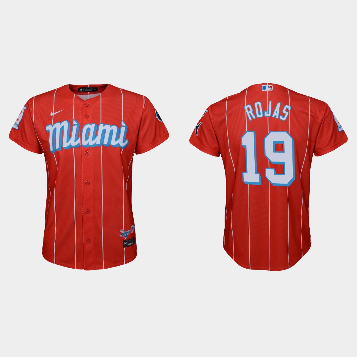 Miami Marlins #19 Miguel Rojas Youth Nike 2021 City Connect Authentic MLB Jersey Red