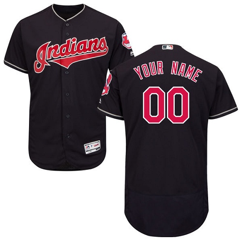 Cleveland Indians Navy Men's Customized Flexbase Jersey