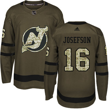 Adidas Devils #16 Jacob Josefson Green Salute to Service Stitched NHL Jersey