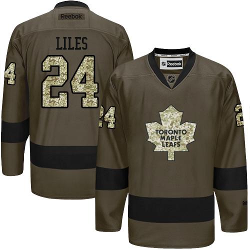 Maple Leafs #24 John-Michael Liles Green Salute to Service Stitched NHL Jersey