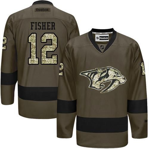 Adidas Predators #12 Mike Fisher Green Salute to Service Stitched NHL Jersey
