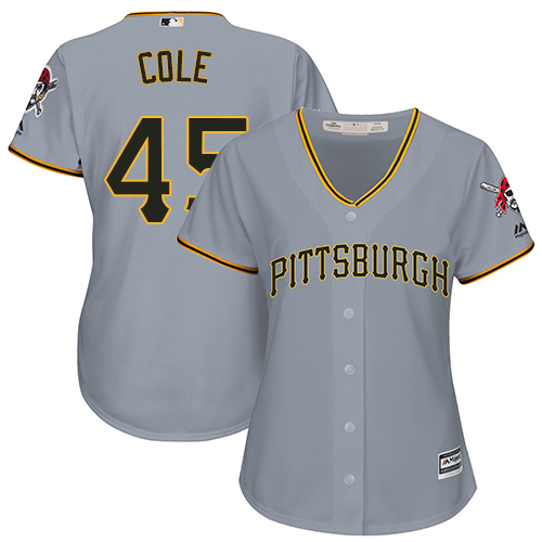 Pirates #45 Gerrit Cole Grey Road Women's Stitched MLB Jersey