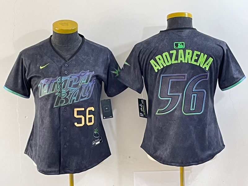Women Tampa Bay Rays #56 Randy Arozarena Charcoal 2024 City Connect Limited Stitched Baseball Jersey