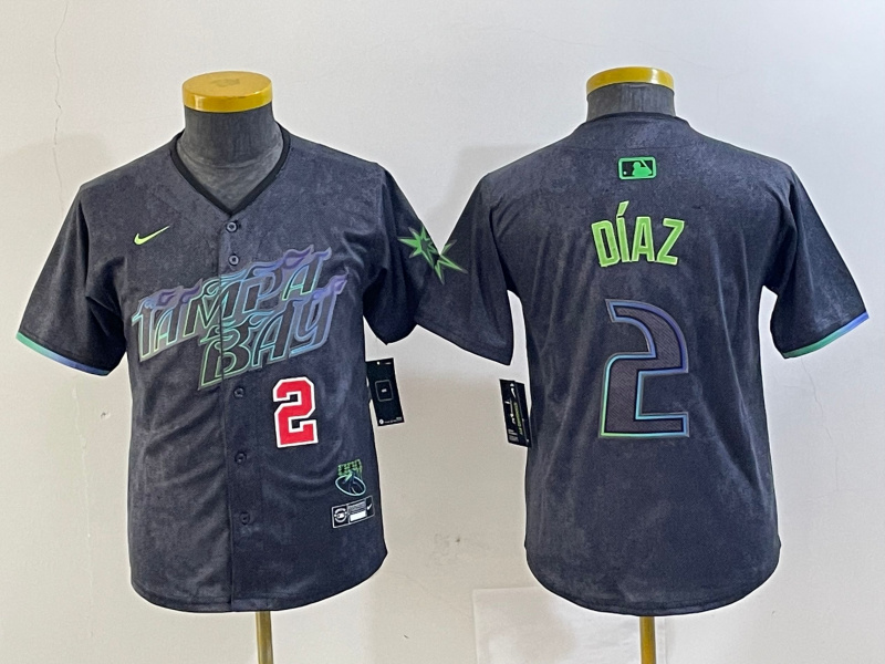 Women Tampa Bay Rays #2 Yandy Díaz Charcoal 2024 City Connect Limited Stitched Baseball Jersey
