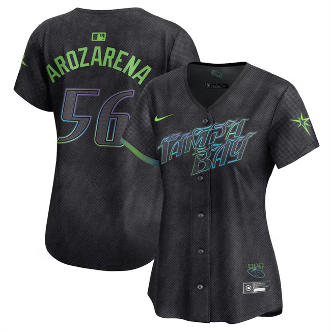 Women's Tampa Bay Rays #56 Randy Arozarena Charcoal 2024 City Connect Limited Stitched