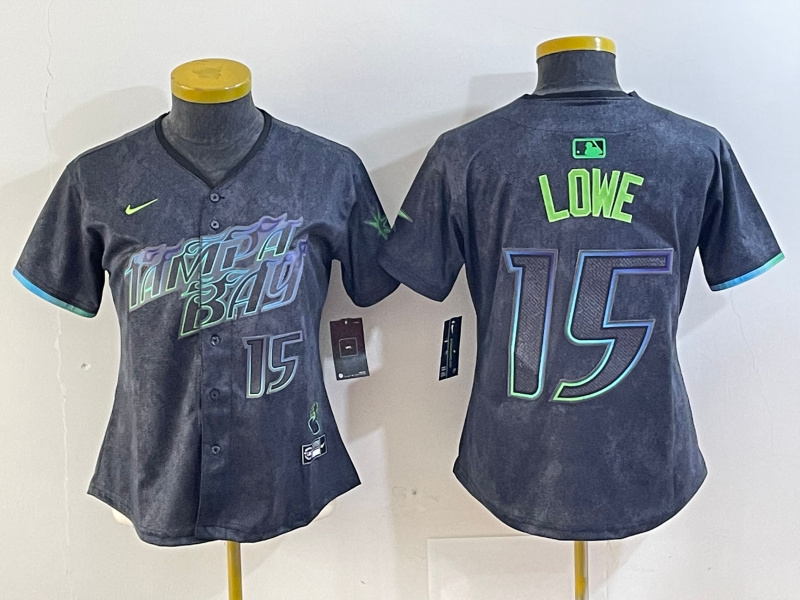 Women's Tampa Bay Rays #15 Josh Lowe Charcoal 2024 City Connect Limited Stitched Baseball Jersey(Run Small) 4