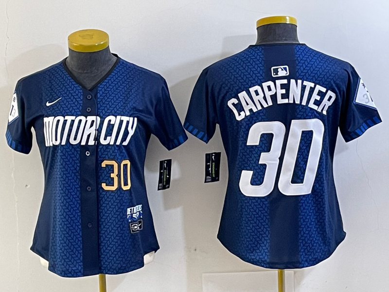 Women's Detroit Tigers #30 Kerry Carpenter 2024 Navy City Connect Cool Base Limited jerseys 3