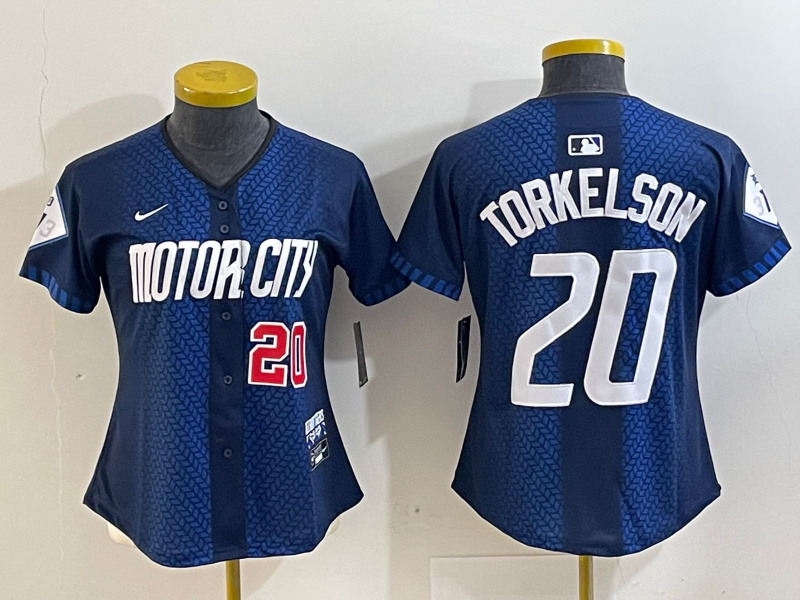 Women's Detroit Tigers #20 Spencer Torkelson 2024 Navy City Connect Cool Base Limited Stitched Baseball Jersey(Run Small) 2