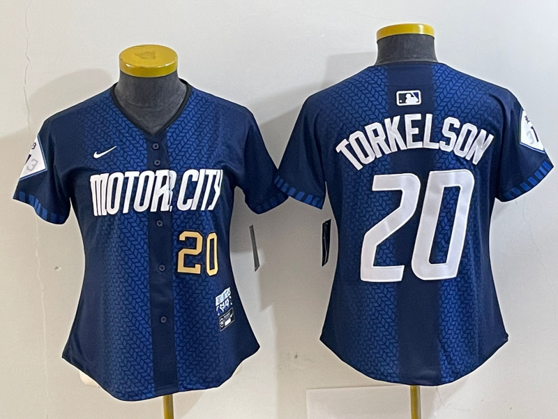 Women's Detroit Tigers #20 Spencer Torkelson 2024 Navy City Connect Cool Base Limited Stitched Baseball Jersey(Run Small) 1