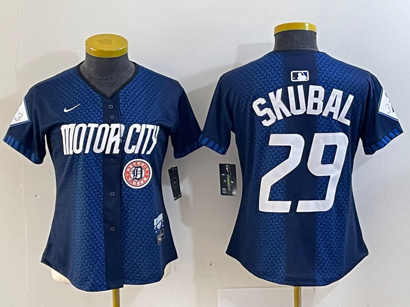 Women's Detroit Tigers #29 Tarik Skubal 2024 Navy City Connect Cool Base Limited Stitched Baseball Jersey(Run Small) 3