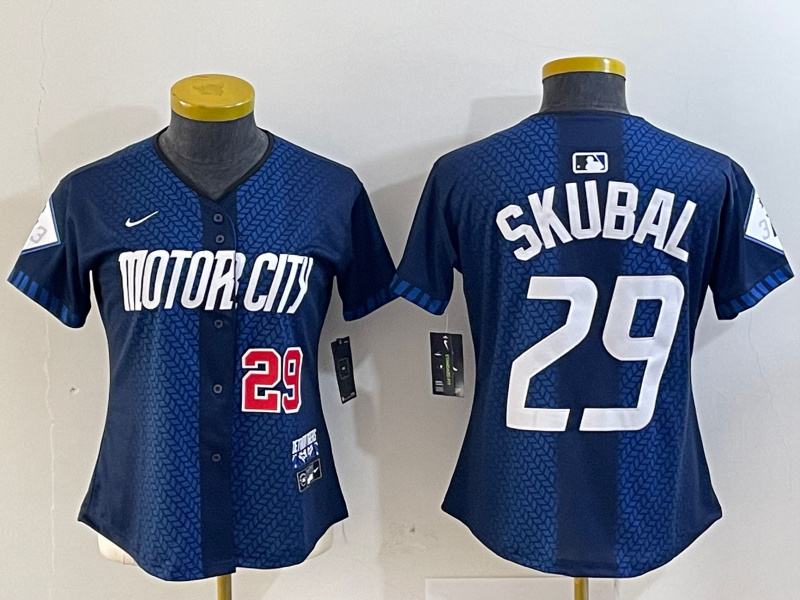 Women's Detroit Tigers #29 Tarik Skubal 2024 Navy City Connect Cool Base Limited Stitched Baseball Jersey(Run Small) 2