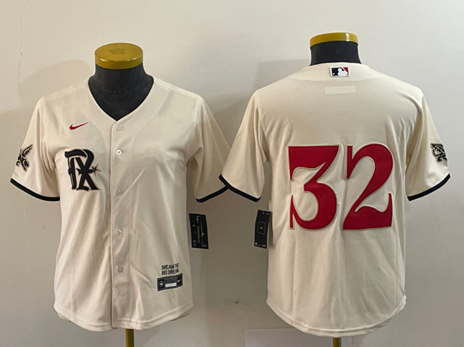 Women's Texas Rangers #32 Evan Carter Cream 2023 City Connect Stitched Baseball