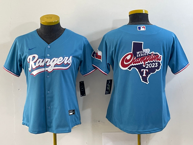 Women's Texas Rangers Blue Team Big Logo With Patch Stitched Baseball Jersey(Run Small)s