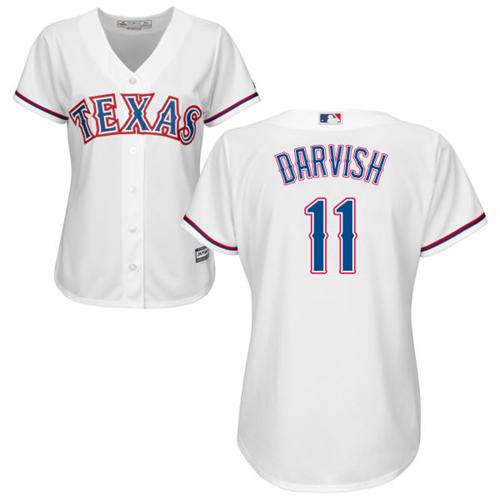 Rangers #11 Yu Darvish White Women's Fashion Stitched MLB Jersey
