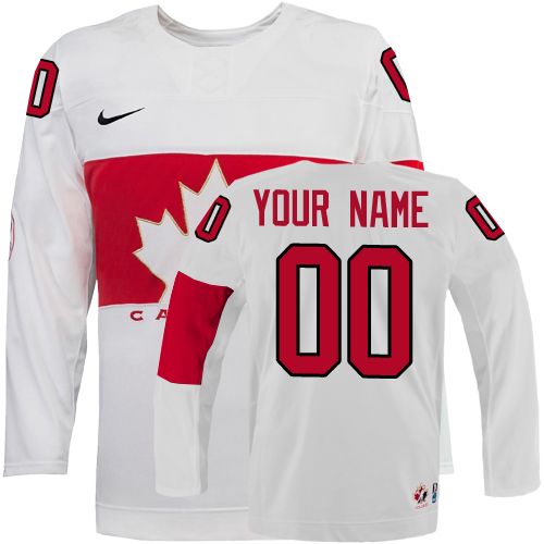 Men's Nike Team Canada Customized Authentic White Home 2014 Olympic Hockey Jersey