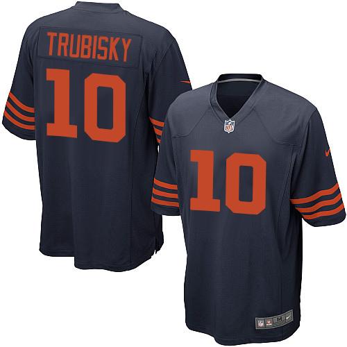 Nike Bears #10 Mitchell Trubisky Navy Blue Youth Stitched NFL 1940s Throwback Elite Jersey