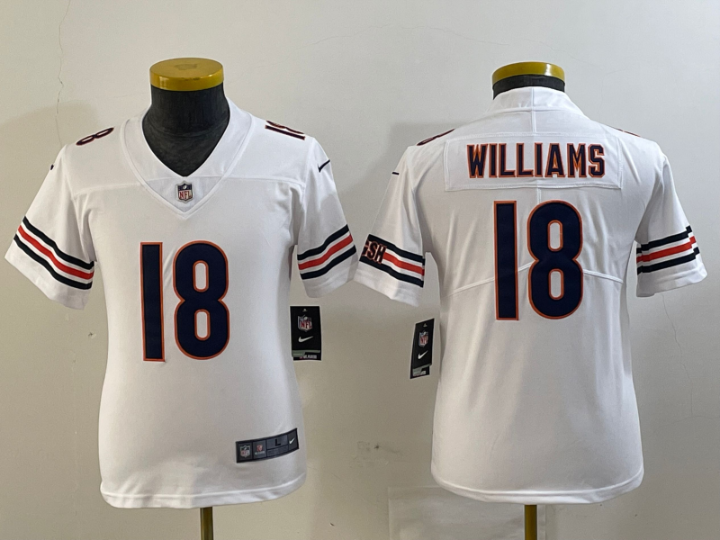 Youth Chicago Bears #18 Caleb Williams Orange 2024 Draft Vapor Stitched Jersey(Run Small)