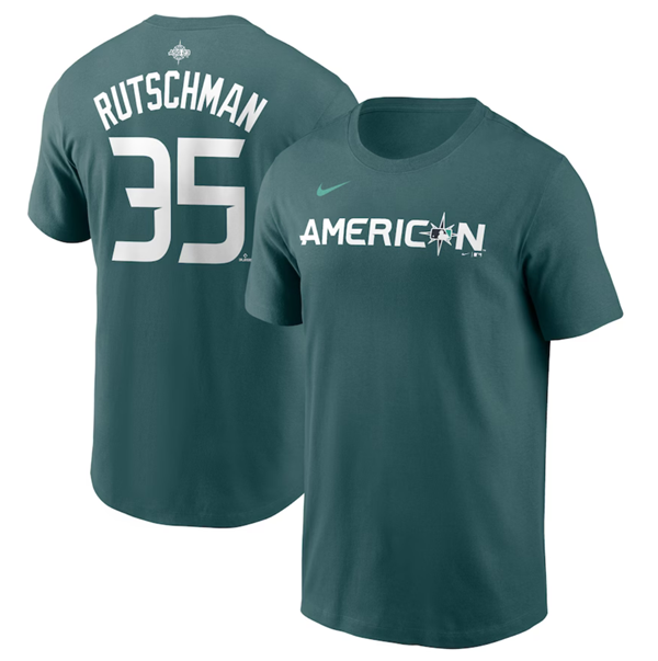 Men's Baltimore Orioles #35 Adley Rutschman Teal 2023 All-Star Name & Number T-Shirt