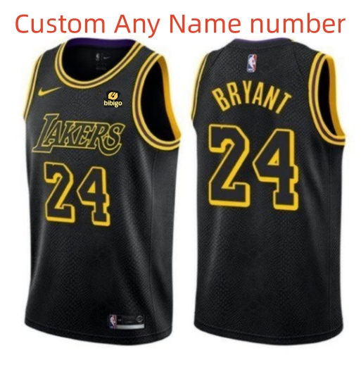 Custom Men's Los Angeles Lakers Black Stitched Basketball Jersey