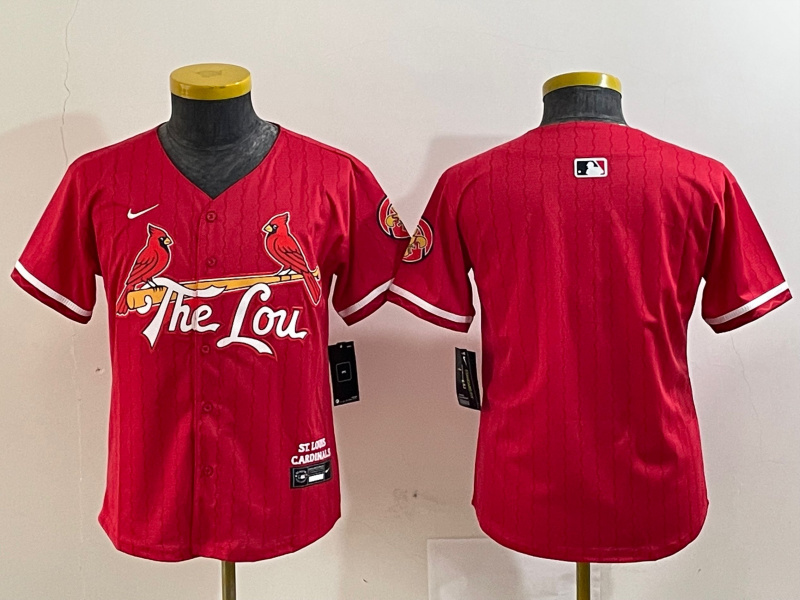 Youth St. Louis Cardinals Team Big Logo Red 2024 City Connect Limited Stitched Baseball Jersey 8