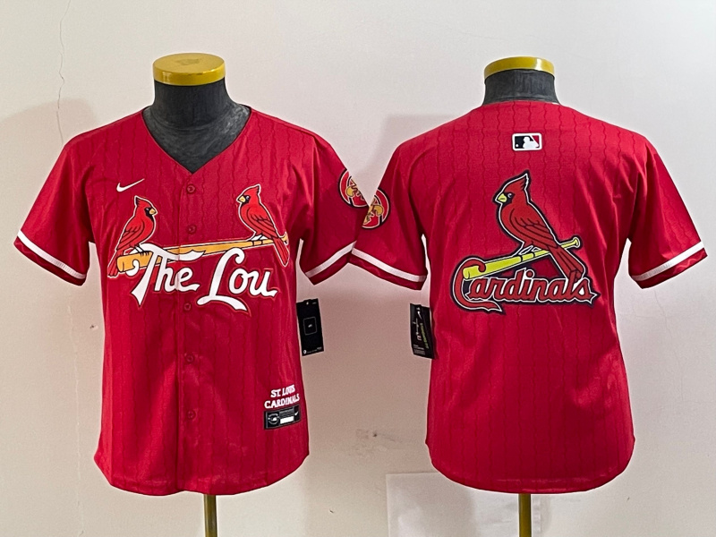 Youth St. Louis Cardinals Team Big Logo Red 2024 City Connect Limited Stitched Baseball Jersey 2
