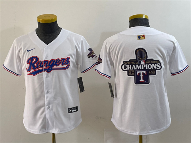 Youth Texas Rangers Team Big Logo White Gold Stitched Baseball Jersey 1