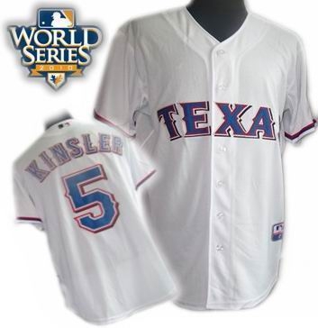 kids 2010 world series patch texas rangers #5 ian kinsler white