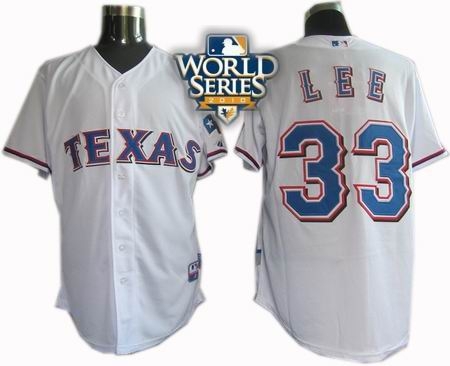 kids 2010 world series patch texas rangers #33 cliff lee white